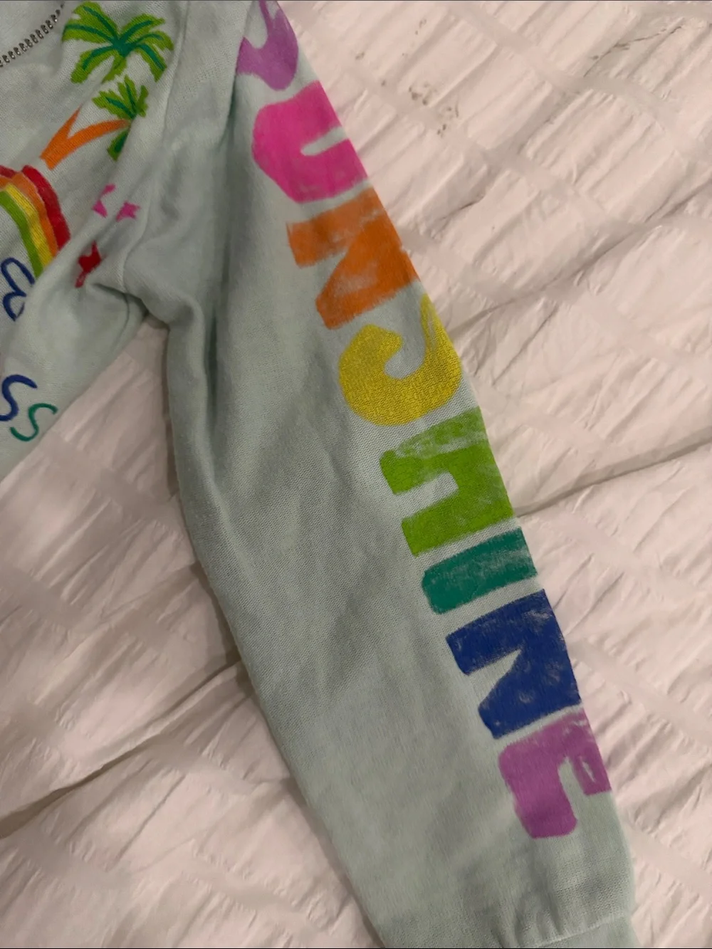 Chaser Light Aqua Kids Zip Hoodie with Rainbow & Floral Prints